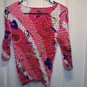 2000s Y2K Crinkle Pink Textured Women's Popcorn Top